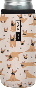 Sok It CanSok Sleeve for Beer & Soda Insulated Neoprene Cover (Pardon My Frenchie, 12oz Slim Can Sleeve)