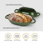 Dutch Oven for Bread Baking – Premium Cast Iron Pot with Lid – Perfect for Sourdough, Artisan Loaves & No-Knead Bread – 2 QT / 1.9L (Enameled, Round, Oven & Stovetop Safe), Green