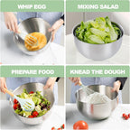 supernal 5.3Qt Stainless Steel Salad Spinner Large with Stop Button Vegetable Dryer Salad Chopper Bowl Non-Slip Base Dishwasher Safe Fruit Washer Transparent Lid & Drainage Hole Vibrant Green