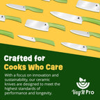 Ceramic Knife Set with Ergonomic Handle, Non-Reactive and Professional Chopping Knife Featuring Sharp, Santoku Blades for Cutting Vegetables & Fruits, Ceramic Kitchen Knives Set of 3 - 6”, 4”, 8”