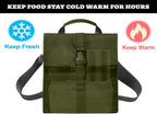 Insulated Foldable Lunch Bag- Lightweight Portable with Adjustable Shoulder Strap Lunch Box for Men, Women, Office, Work, Picnic, Hiking and Beach (Army Green(Soft Fabric))