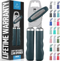 Zulay Kitchen Heavy Duty Stainless Steel Can Opener Manual with Bottle Opener - Rust Proof Manual Can Opener With Turn Knob & Soft Grip Handles