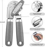 Beneno Can Opener Manual with Magnet, Hand Held Heavy Duty Can Opener with Durable Sharp Blade Smooth Edge, Big Effort-Saving Knob, Soft Grip Rubber Handle, Multifunctional Bottle Opener, Gray