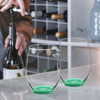 DISCOUNT PROMOS 10 ARC Stemless Wine Glasses Set, 21 oz. - Chardonnay, Cabernet, Merlot, Sauvignon - Green