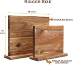 Resafy Large Magnetic Knife Holder,Acacia Wooden Magnetic Knife Block 16 X 12 Inches,Rack Magnetic Universal Stands with Strong Enhanced Magnets Strip Kitchen Storage Cutlery Organizer Without Knifves