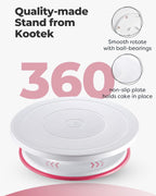 Kootek 71PCs Cake Decorating Kit, Baking Supplies Tools - Includes Cake Stand Turntable, 12 Icing Piping Tips, 2 Frosting Spatulas, 3 Scrapers, 50+2 Piping Bags, Coupler, Video Tutorial, Booklet