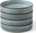 famiware Star 7.5" Pasta Bowls Set, Salad Bowl Set of 4, Double Reactive Glaze, Stackable, Ideal for Your Friend for Housewarming, Festivals, Smoky Blue