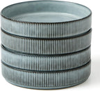 famiware Star 7.5" Pasta Bowls Set, Salad Bowl Set of 4, Double Reactive Glaze, Stackable, Ideal for Your Friend for Housewarming, Festivals, Smoky Blue