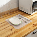 Silicone Dish Drying Mat for Multiple Usage,Easy clean,Eco-friendly,Heat-resistant Silicone Mat for Kitchen Counter or Sink,Refrigerator or Drawer liner Translucent M 12 inches x 12 inches