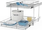 ROOMTEC Individual Pull Out Cabinet Organizer (22½"W x 21½"D), 2 Tier Spice Rack Organizer for Cabinet, Slide Out Drawer Pantry Shelf Organization and Storage for Kitchen Bathroom