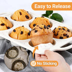 FUNBAKY Jumbo Silicone Muffin Pan with Metal Frame, 3.5 Inch Large Muffin Pans 6 Cups 2 Pack Confetti