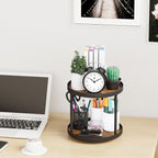 Giikin 2 Tier Lazy Susan Organizer, Two Tier Lazy Susan Turntable for Kitchen Countertop Spice Rack Organizer (Rustic Brown, 9.8" x 9.8" x 8.8")