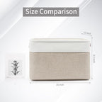 Storage Bins Large Fabric Storage Baskets for Shelves 3 Pack, Decorative Linen Closet Baskets with Handles for Organizing, Shelf, Clothes, Home, Office, 15x11x9.5Inches (Beige&White)