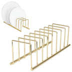 Spectrum Euro Cutting Board Holder Stand for Countertop or Inside Kitchen Cabinet Organization Gold, 8 Slot Cutting Board Drying Rack or Cabinet Plate Bakeware Storage Organizer