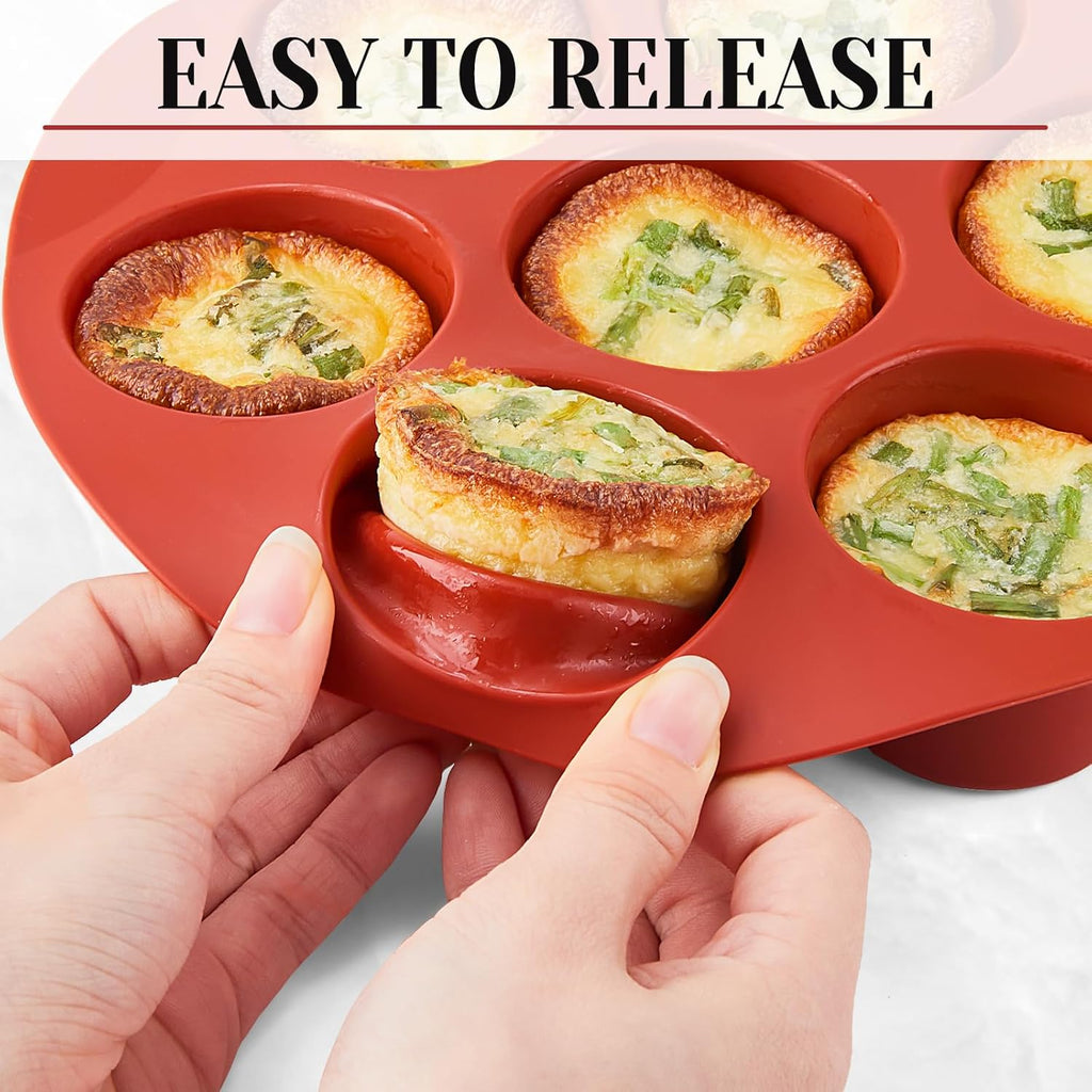 2 Pack Egg Bites Silicone Mold for Air Fryer, 7 Cups Muffin Pan Non-Stick Cupcake Baking Molds for Oven, Air Fryer, Pot