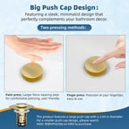 Hibbent 2 Pack Upgraded 3 in 1 Bathroom Sink Drain Strainer, Pop Up Sink Stopper with Big Cap, Anti-Clogging Metal Filter Basket,Sink Plug with Hair Catcher for 1.1''~2.36'' Basin, Brushed Gold