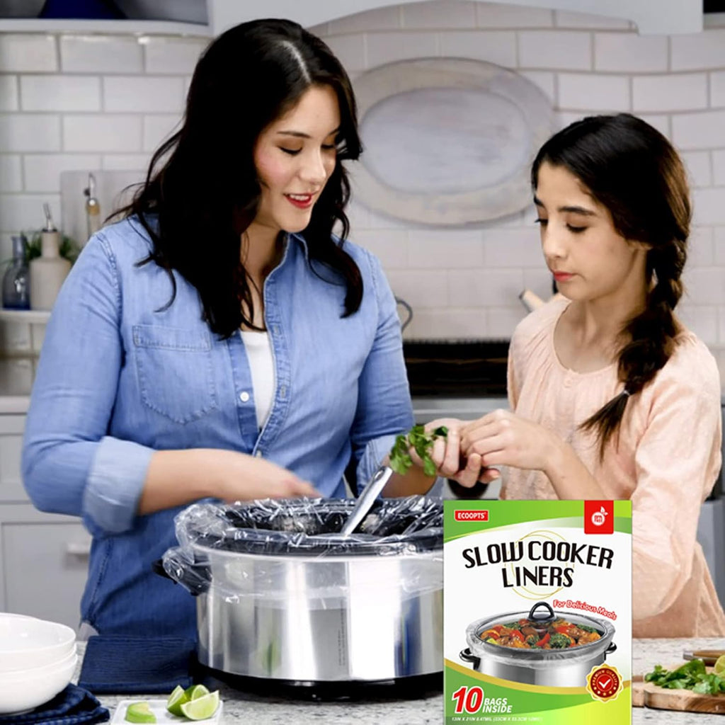 ECOOPTS Slow Cooker Liners Disposable Cooking Bags Large Size Pot Liners Fit 4QT to 8.5QT Suitable for Oval & Round Pot (30 BAGS)