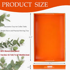 Spsyrine Orange Decorative Serving Tray with Handles, Elegant Plastic Coffee Table Tray for Ottoman, Living Room, Home Decor 15.6" X 10.2"
