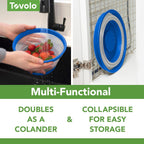 Tovolo Microwave Splatter Cover for Food, Small (Blue) - Collapsible & Vented Silicone Splatter Guard Lid - Microwave Plate & Dish Cover with Handle - BPA-Free Kitchen Gadget for Meal Prep