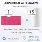 Homaxy 100% Cotton Terry Kitchen Towels(Rose Red, 13 x 28 inches), Checkered Designed, Soft and Super Absorbent Dish Towels, 4 Pack