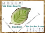 Ceramic Spoon Rest for Stove Top, Ice Cracks Leaf Cute Spoon Rest for Kitchen Counter Cooking Spoon Holder Utensil Tong Spatula Rest Ladle Holder, 1 PC (A, Grass Green)