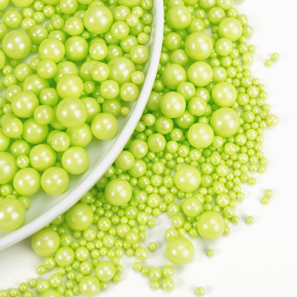 Dazzjoy Edible Green Pearl Sprinkles, Mix Size, 130g/4.58oz, Cupcake Toppers, Cake Decorations, Ice Cream, Easter, Wedding Party Valentines Easter Supplies