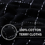 Homaxy 100% Cotton Terry Kitchen Towels(Black, 13 x 28 inches), Checkered Designed, Soft and Super Absorbent Dish Towels, 12 Pack