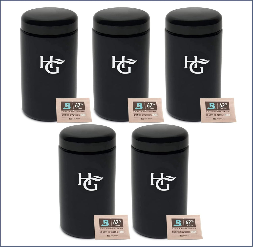 Herb Guard - 2 Oz Airtight Ultraviolet Jar (1 Liter), Humidity Pack Keeps Herbs Fresh for Months [5 Pack]