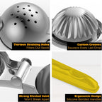 Lemon Squeezer Stainless Steel - Premium Quality, Heavy Duty Solid Metal Squeezer Bowl - Large Manual Citrus Press Juicer and Lime Squeezer (Yellow)