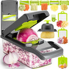 Multi-Function Vegetable Chopper Onion Micer Chopper 12 in 1 Pro Veggie Slicer Dicer Cutter with Container for Potatoes, Tomatoes, Zucchini, Garlic, Eggs, Cucumbers