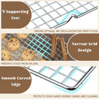 Cooling Racks for Cooking and Baking - 3PCS 16" x 10" Premium Stainless Steel Wire Cookie Cooling Rack for Baking, Roasting, and More - Oven & Dishwasher Safe - Fits Jelly Roll Pan