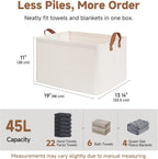 StorageWorks Storage Bins, Fabric Storage Bins for Shelves, Extra Large Storage Baskets with Metal Frame, Closet Baskets and Bins with Handles, Jumbo, Natural Color, 2-Pack