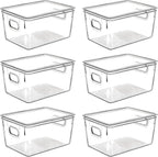 Clear Plastic Storage Bins with Lids, Perfect for Kitchen Organization or Pantry Organization and Storage, Stackable Fridge Organizer Bins, Storage Containers for Organizing, Cabinet Organizers