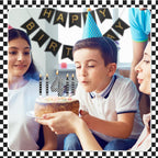 13 Pcs Racing Cars Themed Birthday Candles Black and White Race Number 4 Checkered Candle Cake Topper for Racing Car Party Decoration Supplies (Number 4)