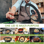 Universal Lid for Pots, Pans and Skillets, Tempered Glass Lid fit 7", 8", 9" & 10" 11" 12" Skillets, Pots, Frying Pans, Cast Iron, Crock Pot and Other Glass Covers Replacement