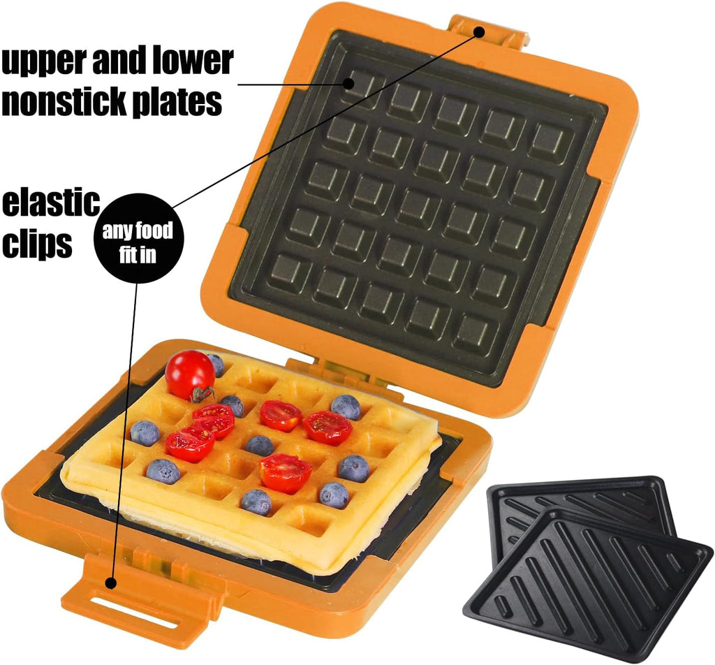 Microwave Sandwich Maker & Waffle Maker 2-in-1 Set - Full Wrap detachable Silicone waffle sandwich maker for Breakfast/meats,Fast Grilled cheese,Dishwasher Safe,Portable for Home/Travel/Gifts
