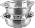 Extra Large 5.5QT Stainless Steel Colander, Large Capacity Rice Colander with Mixing Bowl, Rice Strainer for Vegetables, Fruit, Spaghetti, Pasta Strainer, Dishwasher Safe(2PC)