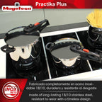 MAGEFESA Practika Plus 6.3-Quart Pressure Cooker – 18/10 Stainless Steel, Induction Compatible, 5-Layer Heat Diffuser Bottom, 5 Safety Systems, Even Heat Distribution