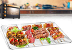 TeamFar Baking Cooling Rack Set of 4, Stainless Steel Rack for Cooking Roasting Grilling, Healthy & Mirror Finish, Oven Use & Dishwasher Safe