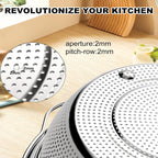 Stainless Steel Microporous Colander for Kitchen, 4.5QT Large Capacity, Colander and Bowl Set of Two, Stainless Steel Drain Basket with Mixing Bowl, for Washing Fruits and Vegetables (11×10.6inch)