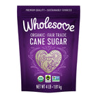 Wholesome Sweeteners 4-Pound Organic Cane Sugar, Fair Trade, Non GMO, Gluten Free & Vegan for Baking and Sweetening, 6 Pack