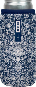 Sok It CanSok Sleeve for Beer & Soda Insulated Neoprene Cover (Royal Lace, 12oz Slim Can Sleeve)