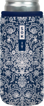 Sok It CanSok Sleeve for Beer & Soda Insulated Neoprene Cover (Royal Lace, 12oz Slim Can Sleeve)