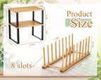 Marsui 4 Pcs Kitchen Organizer Accessories Set Cabinet Organizer Shelf and Bamboo Dish Drying Plate Rack Counter Shelves Storage Holder for Spice Rack, Dish, Pot Lid, Bowl, Cup(Light Color)
