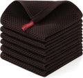 Homaxy 100% Cotton Waffle Weave Kitchen Dish Cloths, Ultra Soft Absorbent Quick Drying Dish Towels, 12 x 12 Inches, 6-Pack, Dark Brown