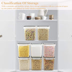 Cereal Container Food Storage Containers, Airtight Dry Food Storage Containers Set of 8 (2.5L/85oz) for Flour, Sugar, Cereal and Pantry Storage Containers with Black Locking Lids