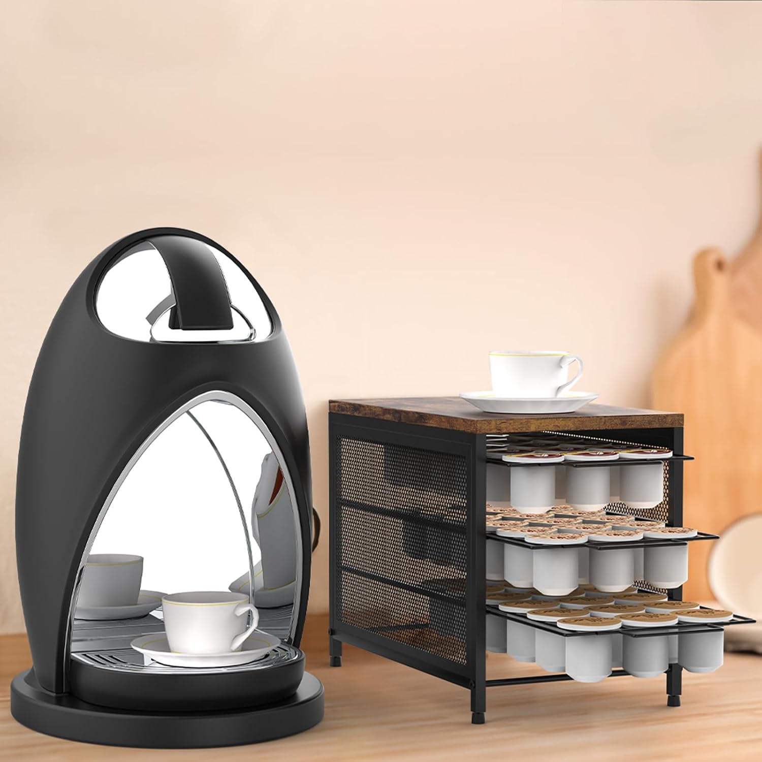 NANANARDOSO Coffee Pod Holder For Counter, 3 Tier Coffee Pod Drawer for Keurig Pod Storage Drawer Holder, 54 Capacity Pods Storage Organizer Cups Capsule with Sliding Baskets for Coffee Station
