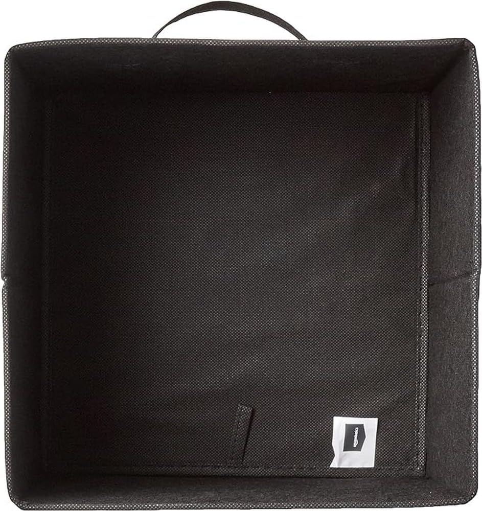 Amazon Basics Collapsible Fabric Storage Cubes Organizer with Handles, Sturdy, Black, 10.5-x-10.5-x-11-inch, Pack of 6