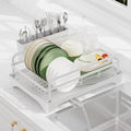 Dish Drying Rack for Kitchen Counter - Large Capacity Dish Drying Rack with Drainboard, Kitchen Sink Dish Rack, Countertop Dish Drainer Rack with Cutlery Holders Dish Dryer Rack White