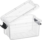 Superio Clear Storage Boxes with Lids, 2 Quart Plastic Container Bins for Organizing, Stackable Crates, BPA Free, Non Toxic, Odor Free, Organizers for Home, Office and Dorm, 4 Pack